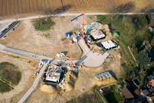 New development area Am Höhenweg in Kandel in the state Rhineland-Palatinate, Germany from the drone perspective