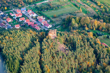 Aerial view of Kriemhildenstein in the district Gossersweiler in Gossersweiler-Stein in the state Rhineland-Palatinate, Germany