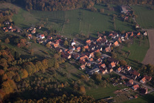 Mattstall in the state Bas-Rhin, France viewn from the air
