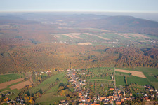 Nehwiller-près-Wœrth in the state Bas-Rhin, France seen from a drone