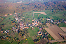 Aerial view of Nehwiller-près-Wœrth in the state Bas-Rhin, France