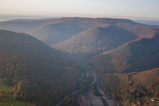 Bird's eye view of Niederbronn-les-Bains in the state Bas-Rhin, France