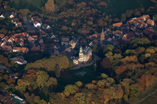Gœrsdorf in the state Bas-Rhin, France seen from a drone