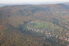 Preuschdorf in the state Bas-Rhin, France from above