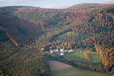 Lampertsloch in the state Bas-Rhin, France from a drone