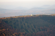 Lampertsloch in the state Bas-Rhin, France seen from a drone