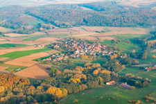 Aerial view of Keffenach in the state Bas-Rhin, France
