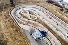 Oblique view of Daimler-Chrysler truck test track in Wörth am Rhein in the state Rhineland-Palatinate, Germany