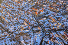Castle Bad Bergzabern in winter with snow in Bad Bergzabern in the state Rhineland-Palatinate, Germany
