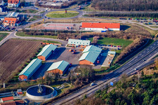 Highway maintenance department in Kandel in the state Rhineland-Palatinate, Germany from the plane