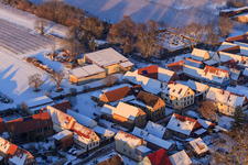 Nagel Winery in winter with snow in Vollmersweiler in the state Rhineland-Palatinate, Germany