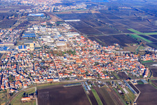 View of the town from the south in Maxdorf in the state Rhineland-Palatinate, Germany