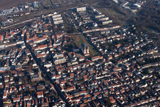 Aerial view of District Oggersheim in Ludwigshafen am Rhein in the state Rhineland-Palatinate, Germany