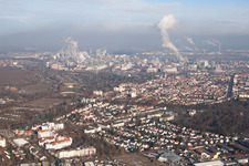 Aerial view of District Friesenheim in Ludwigshafen am Rhein in the state Rhineland-Palatinate, Germany
