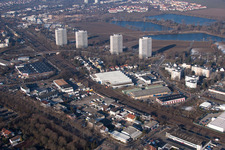 Aerial photograpy of District Friesenheim in Ludwigshafen am Rhein in the state Rhineland-Palatinate, Germany