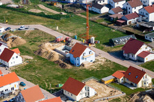 New development area NO in the district Schaidt in Wörth am Rhein in the state Rhineland-Palatinate, Germany seen from a drone