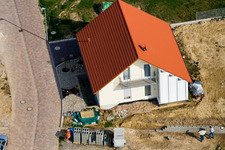 Aerial view of New development area NO in the district Schaidt in Wörth am Rhein in the state Rhineland-Palatinate, Germany