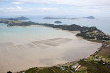 Oblique view of Coromandel in the state Waikato, New Zealand