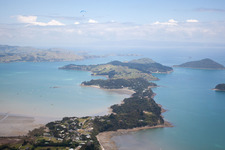 Aerial photograpy of Driving Creek in the state Waikato, New Zealand