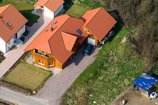 Aerial view of Wasgaustr in Dierbach in the state Rhineland-Palatinate, Germany