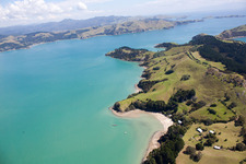 Oblique view of Whanganui Island in the state Waikato, New Zealand