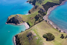 Oblique view of Whanganui Island in the state Waikato, New Zealand