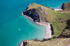 Whanganui Island in the state Waikato, New Zealand from above