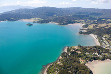 Aerial photograpy of District Wyuna Bay in Coromandel in the state Waikato, New Zealand
