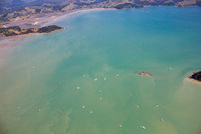 Oblique view of District Wyuna Bay in Coromandel in the state Waikato, New Zealand