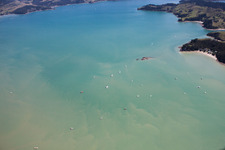 District Wyuna Bay in Coromandel in the state Waikato, New Zealand from above