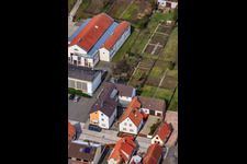 Raiffeisenstr in Minfeld in the state Rhineland-Palatinate, Germany from the plane