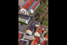 Raiffeisenstr in Minfeld in the state Rhineland-Palatinate, Germany viewn from the air