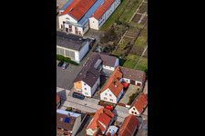 Drone recording of Raiffeisenstr in Minfeld in the state Rhineland-Palatinate, Germany