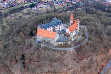Aerial view of Fortress Heldburg in Heldburg in the state Thuringia, Germany