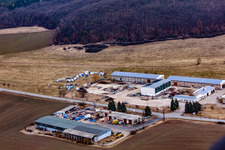 Aerial photograpy of Info from the north in Westhausen in the state Thuringia, Germany