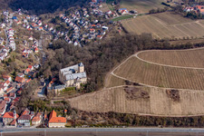 Drone image of Castle Mainberg in the district Mainberg in Schonungen in the state Bavaria, Germany