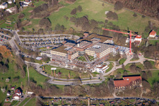 Aerial view of Construction site for a new extension to the hospital grounds Klinikum Mittelbaden Baden-Baden Balg in Baden-Baden in the state Baden-Wurttemberg, Germany