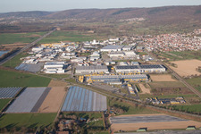 Aerial view of Warehouses and forwarding building of Dachser GmbH & Co.KG in Malsch in the state Baden-Wurttemberg