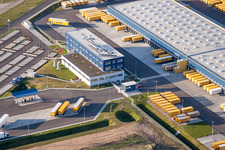 Warehouses and forwarding building of Dachser GmbH & Co.KG in Malsch in the state Baden-Wurttemberg, Germany out of the air