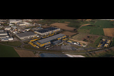 Panoramic perspective Warehouses and forwarding building of Dachser GmbH & Co.KG in Malsch in the state Baden-Wurttemberg