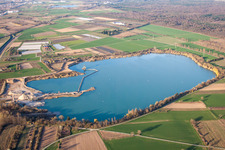 Gravel pit from the south in Durmersheim in the state Baden-Wuerttemberg, Germany