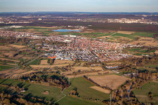 From the southwest in the district Mörsch in Rheinstetten in the state Baden-Wuerttemberg, Germany