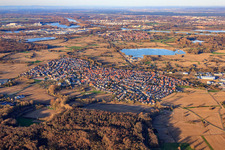 City overview from the southwest in Hagenbach in the state Rhineland-Palatinate, Germany