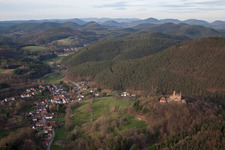 Town View of the streets and houses of the residential areas in Erlenbach bei Dahn in the state Rhineland-Palatinate