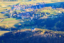 Aerial view of St. Anna Chapel from the west in Burrweiler in the state Rhineland-Palatinate, Germany