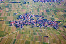 Wine-growing village between vineyards from the north in Hainfeld in the state Rhineland-Palatinate, Germany