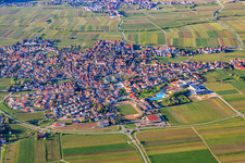City view between vineyards from the south in Maikammer in the state Rhineland-Palatinate, Germany