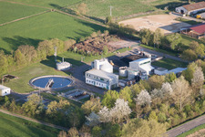 Aerial view of Sewage treatment plant in Offenbach an der Queich in the state Rhineland-Palatinate, Germany