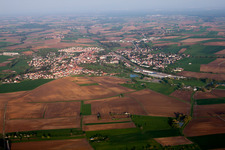 Aerial view of Soultz-sous-Forêts in the state Bas-Rhin, France