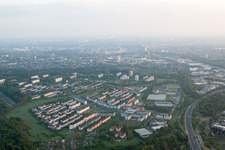 District Oberreut in Karlsruhe in the state Baden-Wuerttemberg, Germany viewn from the air